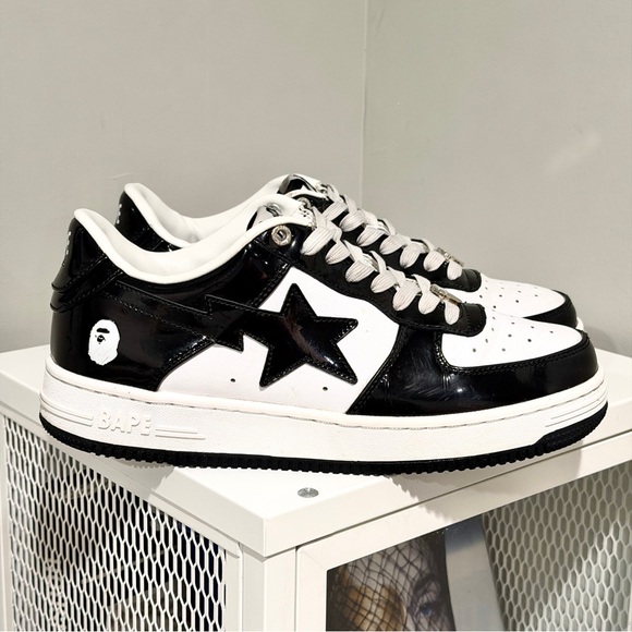 Bape Apesta Sz 9.5 Patent Black White - Picture 7 of 12